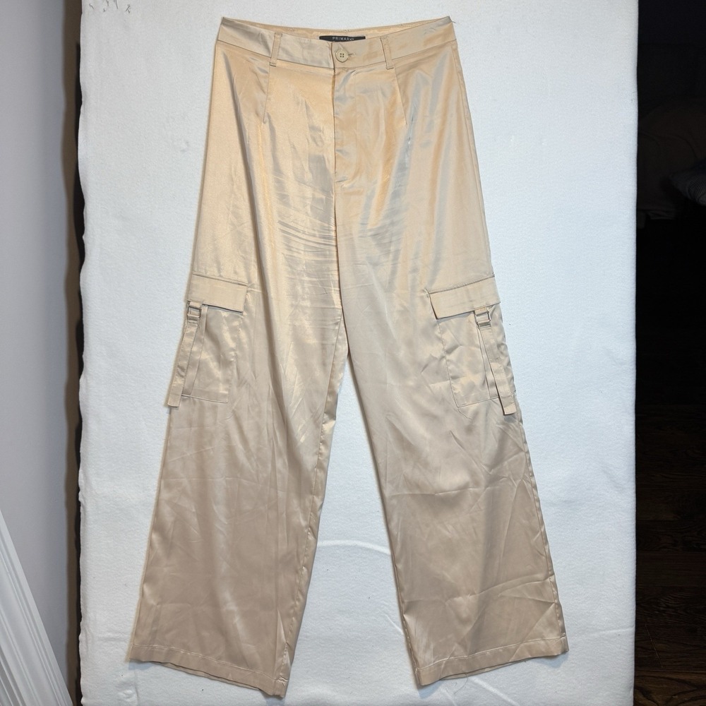 Next Ladies Rose Gold Satin Wide Leg Bottoms‎ Size 12 Regular NWOT